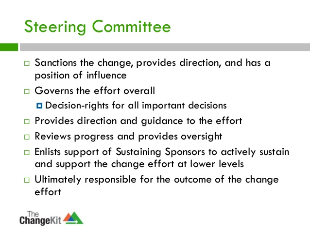 Typical responsibilities of a steering committee